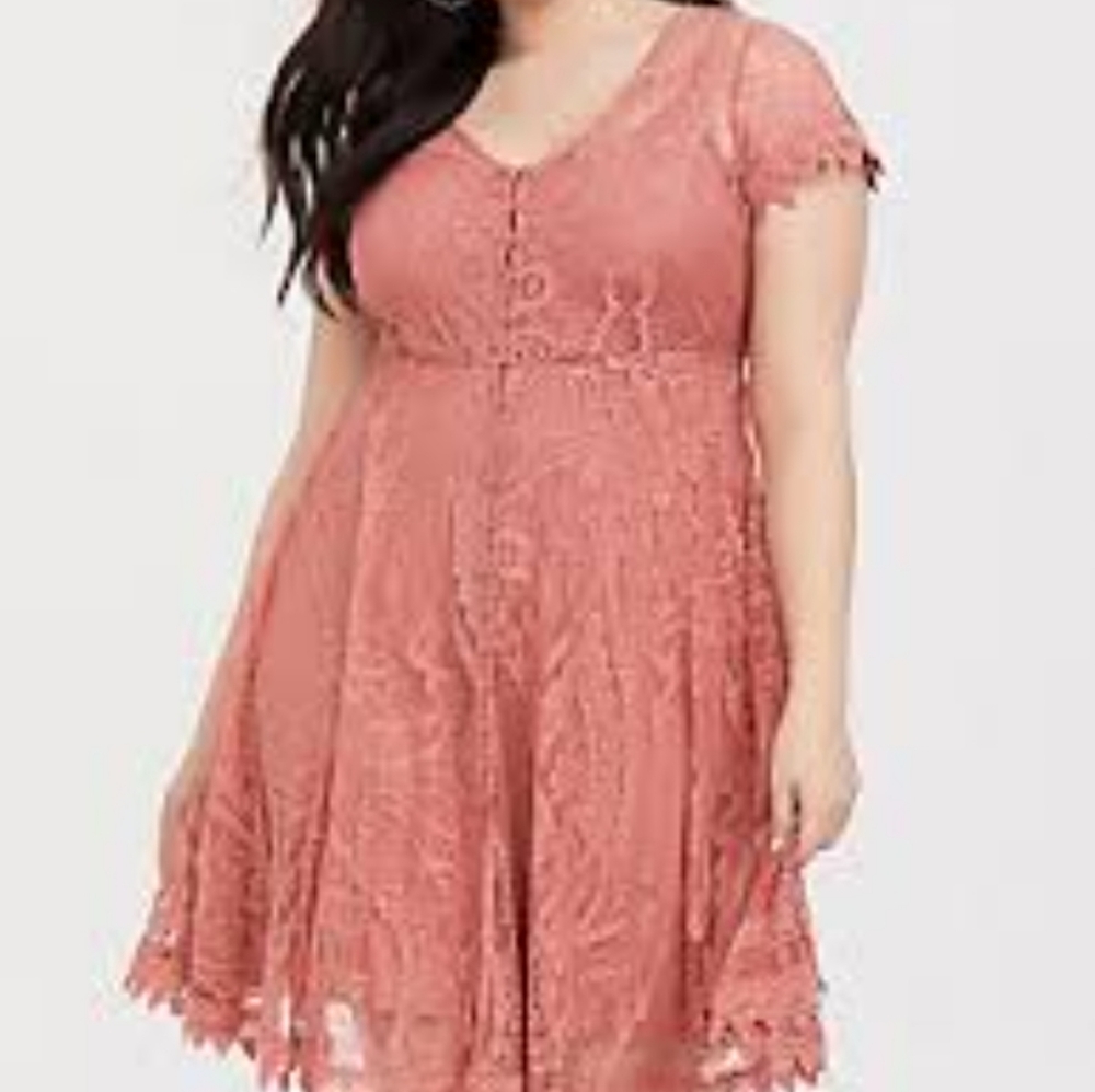 Torrid pink Lace overlay dress size 1X